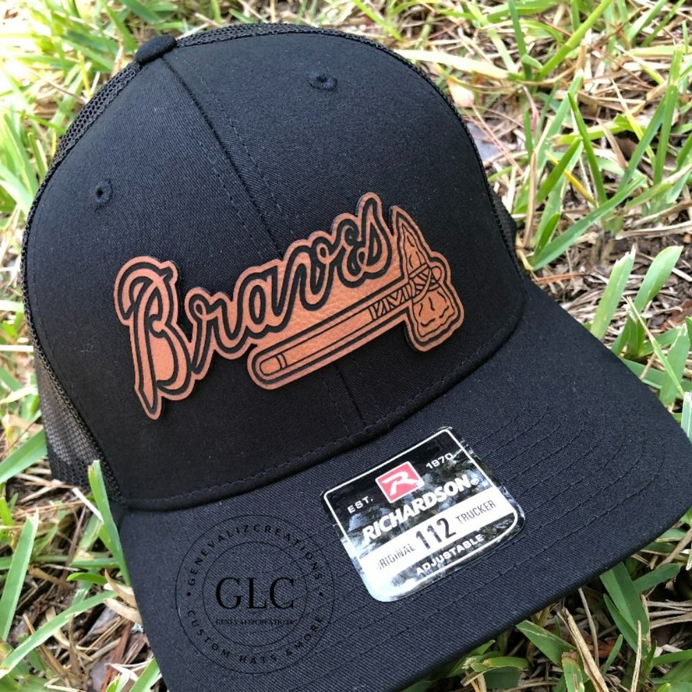 Atlanta Braves Richardson Trucker Hat Leather Patch